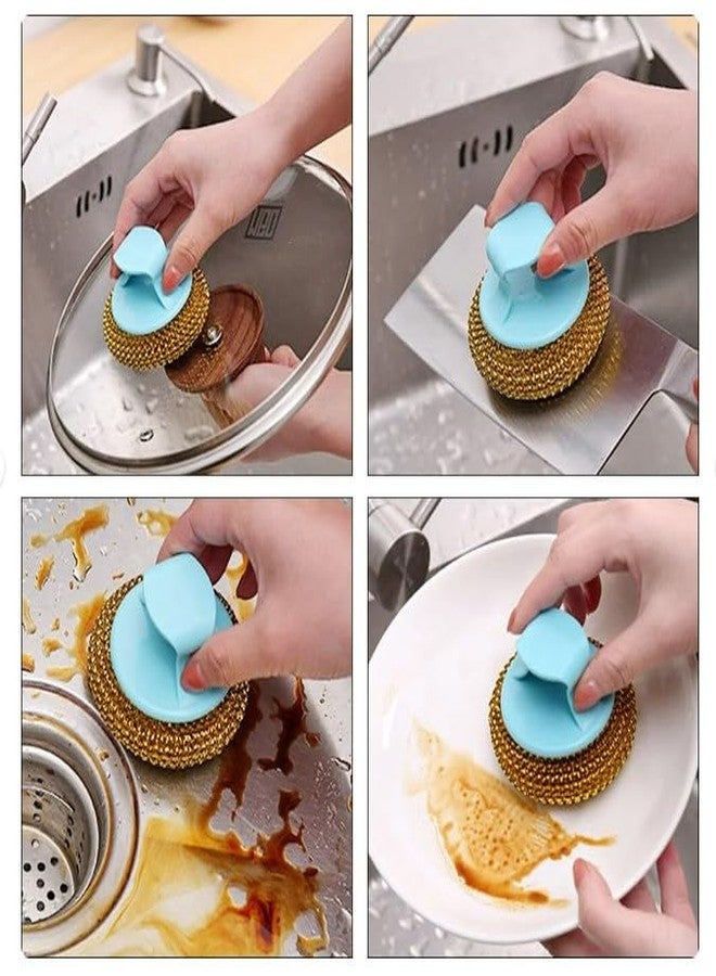 Upkaranwale Kitchen Round Dish Sponges Scourer Cleaning Ball with Handle,Multi-Purpose Scrub Scrubber Sponge Pads Ball for Pot Pan Dish Wash Cleaning (10Pcs) - Image 5
