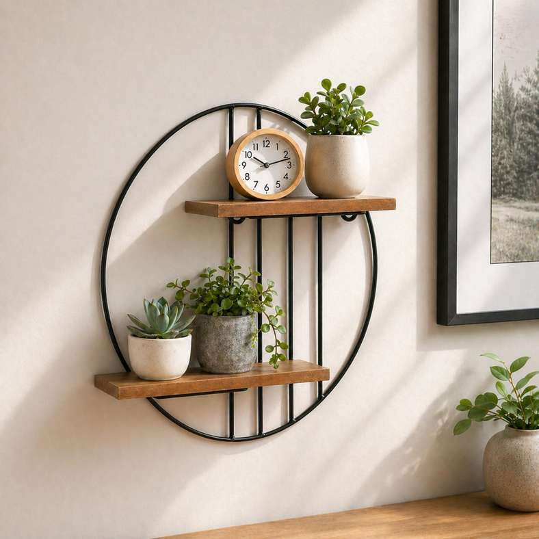 Pan Home Metro 2 Tier Wall Shelf 41.3x11x34cm - Black - 196AIC9905083 - Image 1