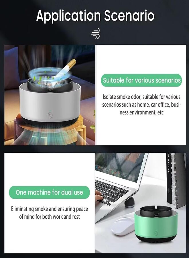 Rechargeable Portable Odor Control Air Circulation Tray for Car, Home, Office – Quiet Operation, 360° Air Intake System, Removable Easy-Clean Tray, Compact Design – Mint Green