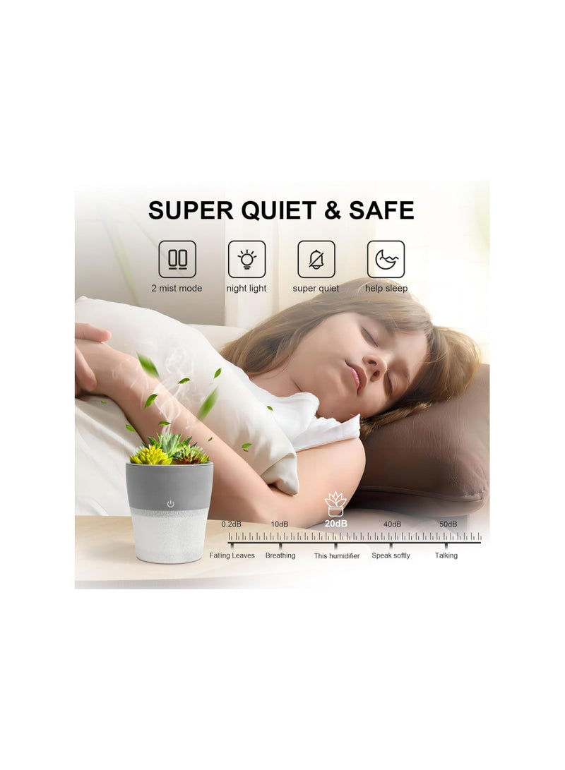 SYOSI Small Humidifier, Humidifier for Bedroom, Artificial Succulent Plants Mini Humidifier for Bedroom Baby Home, Super Quiet and Waterless Auto Shut Off, Cool Mist Humidifier for Office, 150ml - Image 3