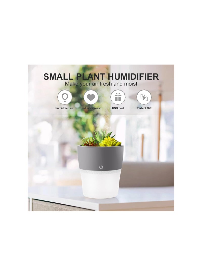 SYOSI Small Humidifier, Humidifier for Bedroom, Artificial Succulent Plants Mini Humidifier for Bedroom Baby Home, Super Quiet and Waterless Auto Shut Off, Cool Mist Humidifier for Office, 150ml - Image 2