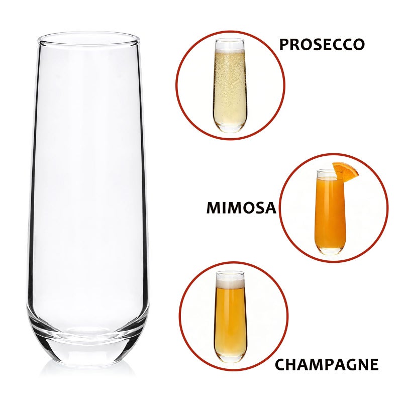 Ufrount Stemless Champagne Flutes Set of 16, 9.5 oz Champagne Glasses, Multi-purpose Mimosa Glasses for Prosecco, Cocktail, Water, Weddings, Bar and Parties - Image 3