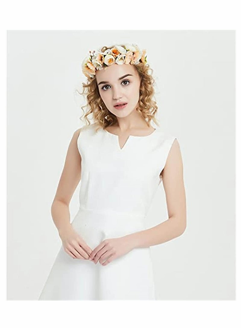 إسكدنيا غطاء رأس على شكل زهرة عباد الشمس والورد، عصابة رأس على شكل زهرة بوهو، إكليل شعر، تاج من الزهور، هالة، غطاء رأس مع شريط، حفل زفاف، مهرجان، غطاء رأس بوتيك، إكليل زفاف - Image 3