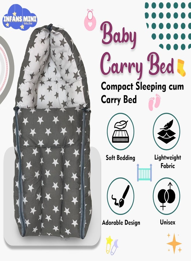 Infans Mini سرير أطفال صغير من إنفانس، كيس نوم وعش حمل قطني | سرير أطفال محمول قابل للتحويل 3 في 1 | سرير نوم للجنسين للأطفال حديثي الولادة من عمر 0-6 أشهر (رمادي نجمي) - Image 2