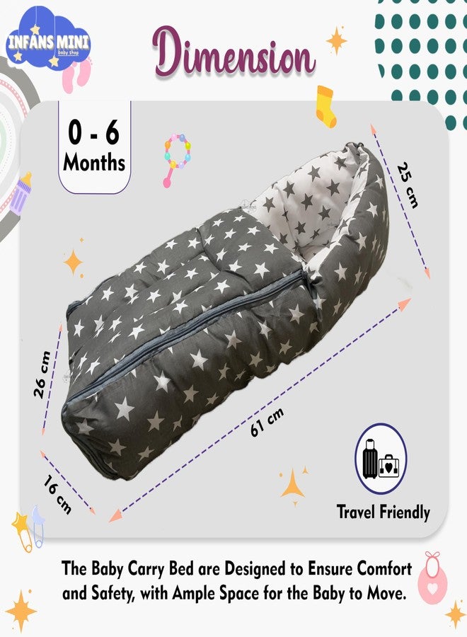 Infans Mini سرير أطفال صغير من إنفانس، كيس نوم وعش حمل قطني | سرير أطفال محمول قابل للتحويل 3 في 1 | سرير نوم للجنسين للأطفال حديثي الولادة من عمر 0-6 أشهر (رمادي نجمي) - Image 3