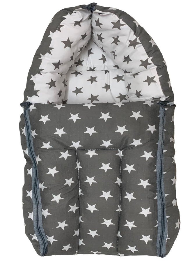 Infans Mini سرير أطفال صغير من إنفانس، كيس نوم وعش حمل قطني | سرير أطفال محمول قابل للتحويل 3 في 1 | سرير نوم للجنسين للأطفال حديثي الولادة من عمر 0-6 أشهر (رمادي نجمي) - Image 1