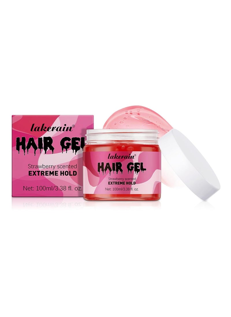 SWETIYOU - Hair Gel for Curly Hair Extreme Hold Hair Gel Styling Gel for Thick Curly Hair Travel Size StrawberryFlavored Braid Gel - Image 1