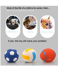SYOSI Dog Ball Toy, Dog Chew Toys Pet Squeaky Toys with Crinkle Paper, Interactive, Chewing, and Durable Toys for Puppy Dogs and Medium Dogs. Ball Orange  - Image 3