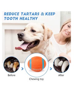 SYOSI Dog Ball Toy, Dog Chew Toys Pet Squeaky Toys with Crinkle Paper, Interactive, Chewing, and Durable Toys for Puppy Dogs and Medium Dogs. Ball Orange  - Image 5