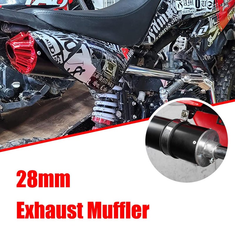 Cylemoto 28mm 1.1" Exhaust Muffler Silencer Pipe for CRF50 XR50 KLX Coolster SSR Thumpstar TTR YCF Lifan Apollo 50cc 70cc 90cc 110cc 125cc Chinese Pit Trail Dirt Bike Mini Bike Motorcycle Motocross Parts Red - Image 3