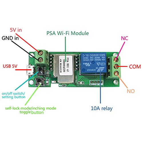 Onyehn for SONOFF USB 5V DIY 1 Channel Jog Inching Self-Locking WiFi Wireless Smart Home Switch APP Remote Control Module for iOS/Android - Image 3