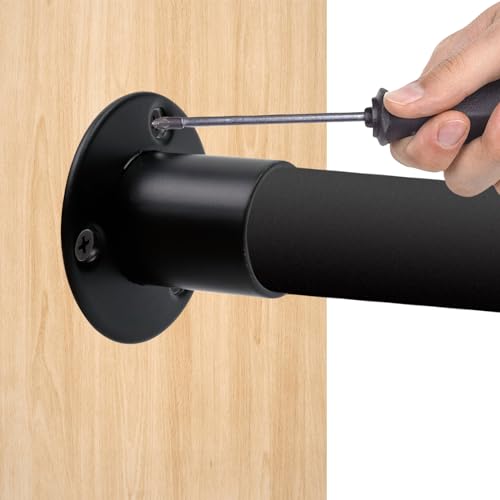 Antrader 0.75 Inch Diameter Stainless Steel Matte Black Adjustable Closet Rod Flange Holder Shower Socket Bracket Support Pack of 4 - Image 4