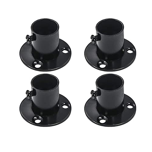 Antrader 0.75 Inch Diameter Stainless Steel Matte Black Adjustable Closet Rod Flange Holder Shower Socket Bracket Support Pack of 4 - Image 1