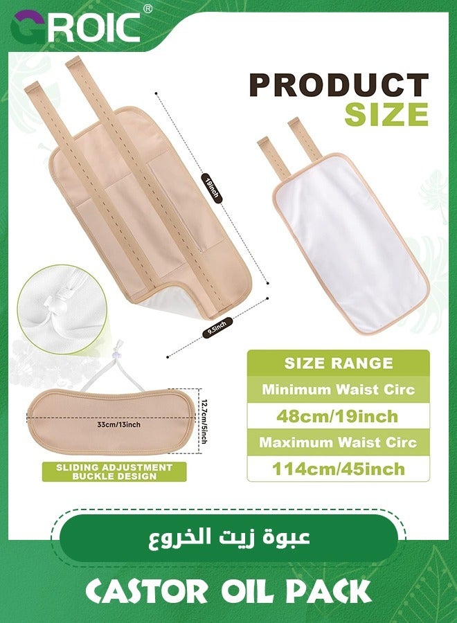 GROIC Castor Oil Pack Wrap, Reusable Organic Castor Oil Pack Kit, Castor Oil Packs for Liver Detox with Adjustable Elastic Strap Flannel Cotton Machine Washable Anti Oil Leak - Image 4