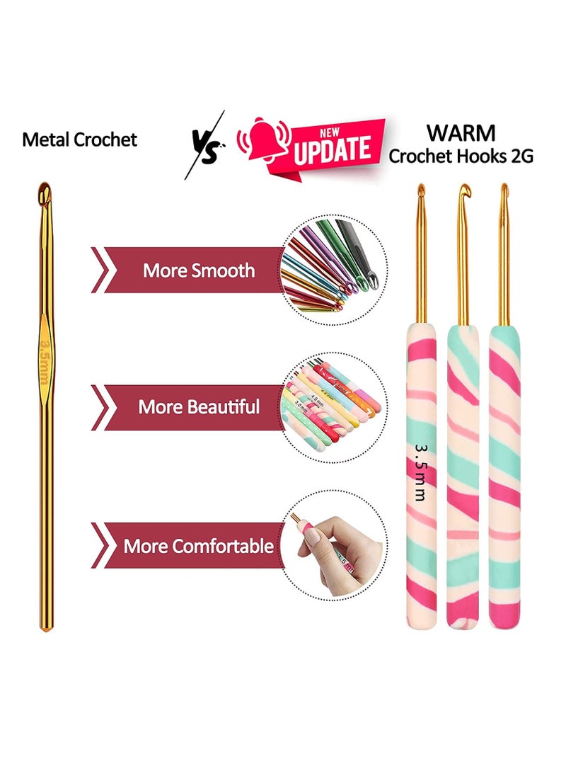 Excefore Crochet Hook Set for Women Girls Mom Teens, Cute Crochet Needles for Crocheting Art Aluminum Soft Grip Comfortable Knitting Hook for Yarn Craft Crochet Kit for Beginner, 9 Sizes in 9 Colors  - Image 2