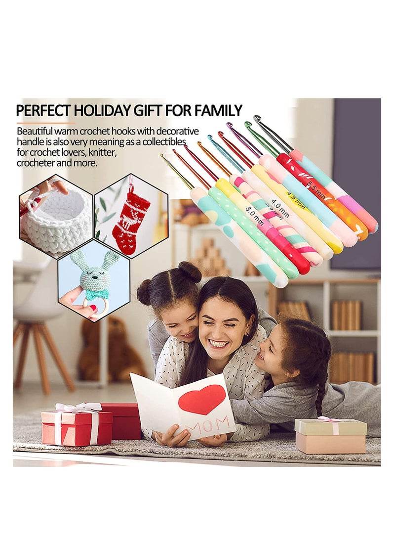 Excefore Crochet Hook Set for Women Girls Mom Teens, Cute Crochet Needles for Crocheting Art Aluminum Soft Grip Comfortable Knitting Hook for Yarn Craft Crochet Kit for Beginner, 9 Sizes in 9 Colors  - Image 5