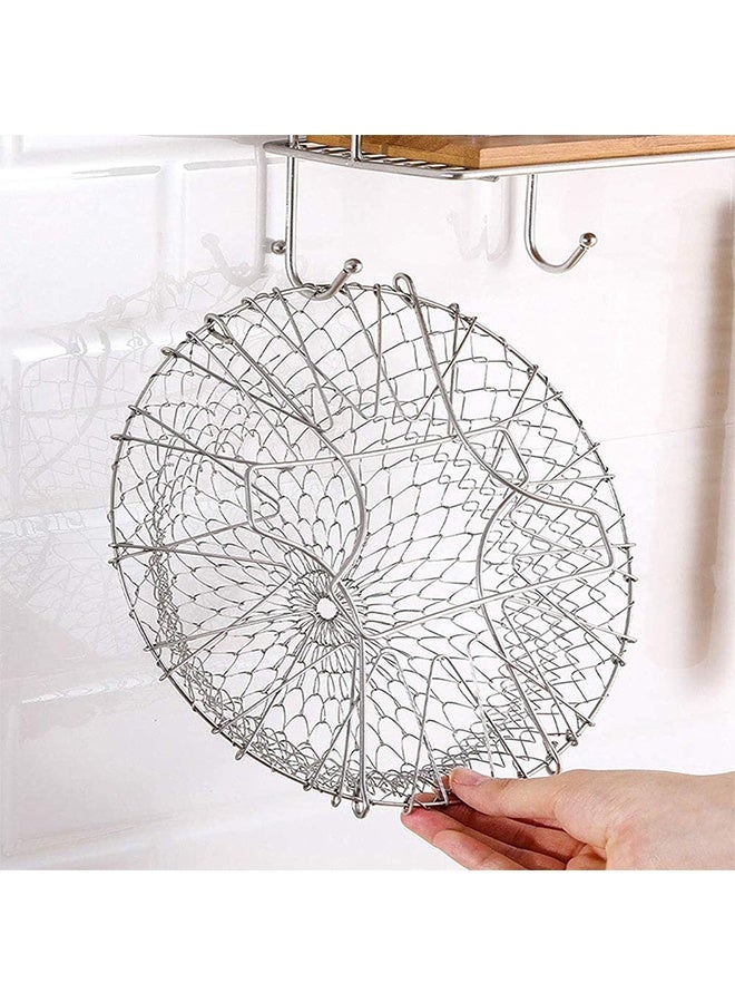 JCB CHIC Stainless Steel Frying Basket, Foldable Multi-Function Collapsible Colander Steam Rinse Strain Strainer Mesh Basket Fried Filter for Washing Fruits, Vegetables, Fried Food - Image 5