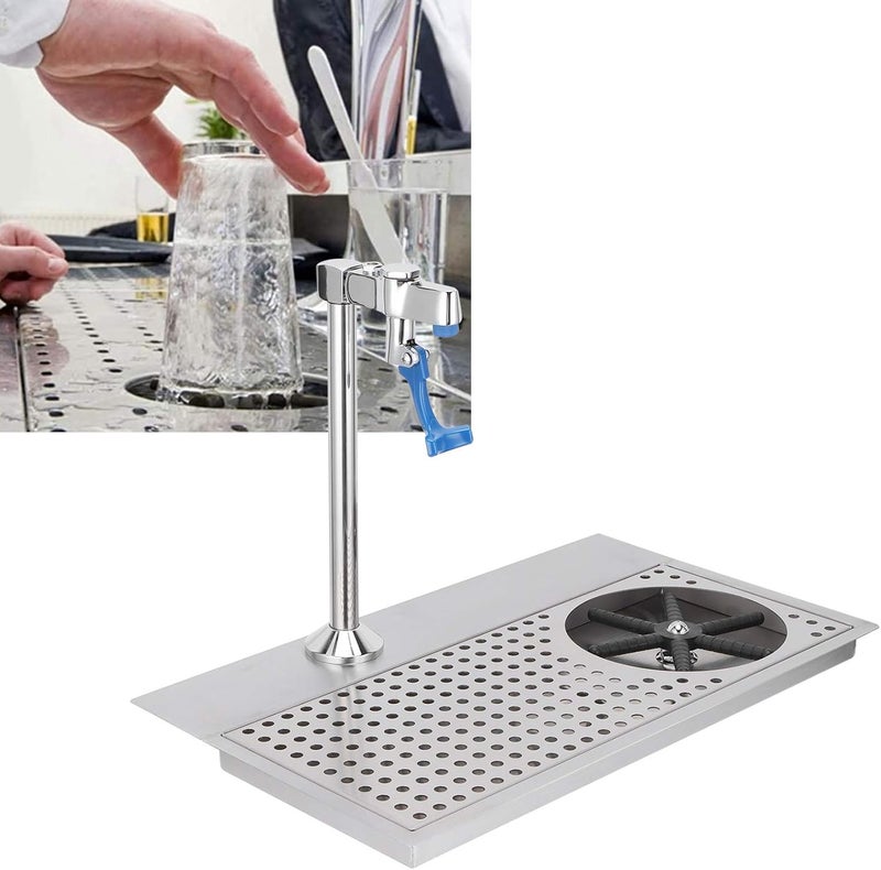 klarako Glass Rinser, Commercial Stainless Steel Pitcher Rinser Cup Washer Multi Angle Water Outlet Cleaning Head Bar Glass Cleaning Rinser with Faucet, Plum Blossom Hex Cup Holder for Hotel Cafe Restaurant - Image 4