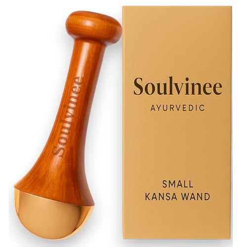Soulvinee kansa wand face (small) BRONZE SIZE - 4.5 CM/bronze Foot Massager With Wooden Handle For Detoxification And Deep Relaxation (4.5, Natural) (Brown Small) - Image 1