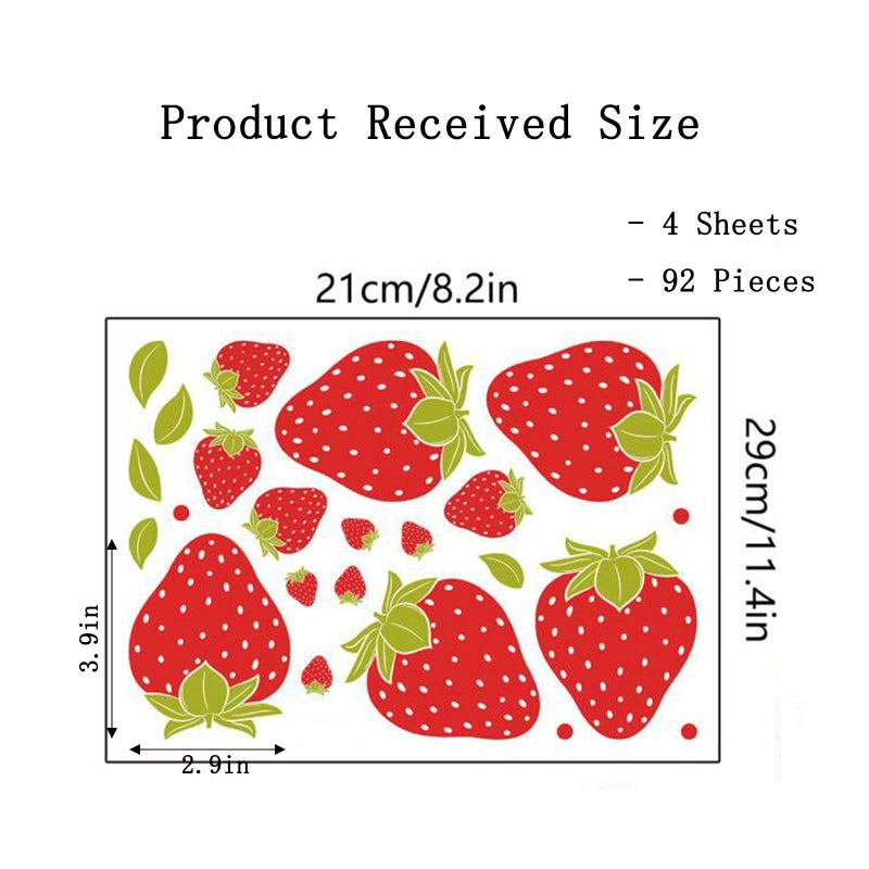 Saomour 92 Pieces Strawberry Decor Strawberry Stickers Strawberry Wall Decals For Girls Boys Baby Bedroom Nursery Wall Decor - Image 5