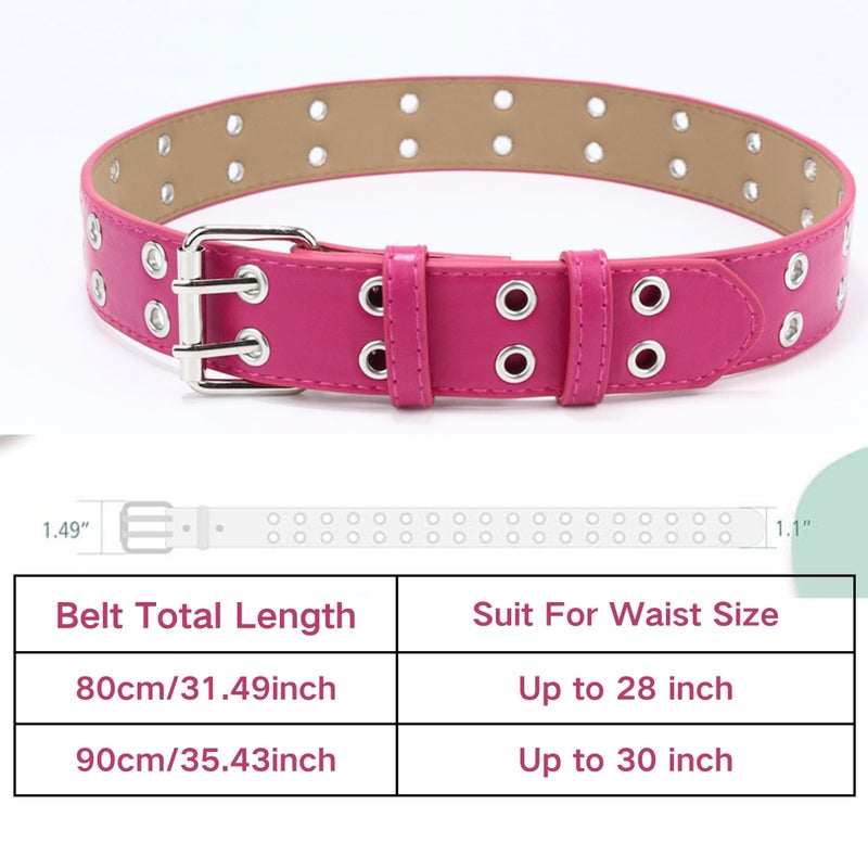 Toptim Set of 4 Kids Double Grommet Belt for Girls and Boys, Punk PU Leather Kids Studded Holes Belt for Jeans Pants (Up to 30 Inch) - Image 2