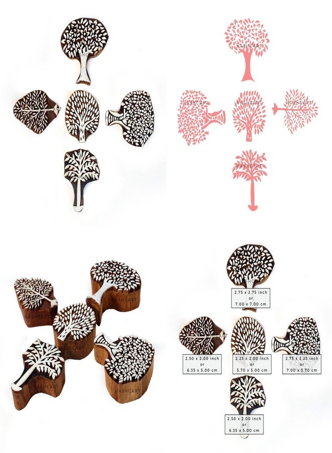 TWOGRAMS Tree Design Wooden Printing Stamps - Wooden Printing Blocks Stamps for Scrapbook, Fabric Textile Paper Clay Pottery| Set of 5 | TwoGrams - Image 5