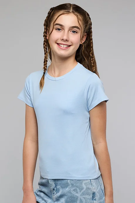 R&B Solid T-Shirt with Crew Neck and Short Sleeves