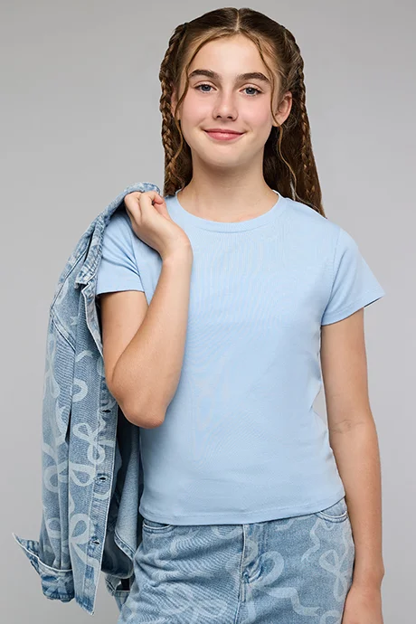 R&B Solid T-Shirt with Crew Neck and Short Sleeves