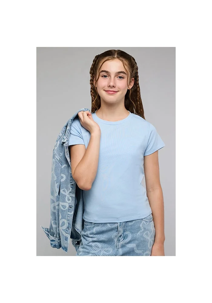 أر أند بي Solid T-Shirt with Crew Neck and Short Sleeves