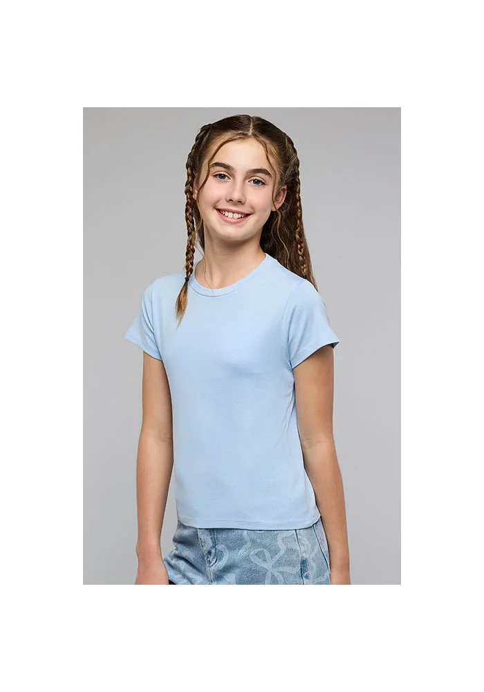 أر أند بي Solid T-Shirt with Crew Neck and Short Sleeves