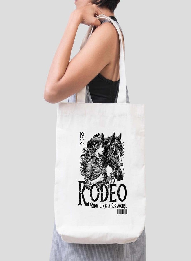 ARTBUG Tote Bag for Women, Aesthetic, Stylish, Ecofriendly, For College Girls, Office, Beach and Outings -Rodeo Ride Like a Cowgirl Printed Canvas D - 365 - Image 3