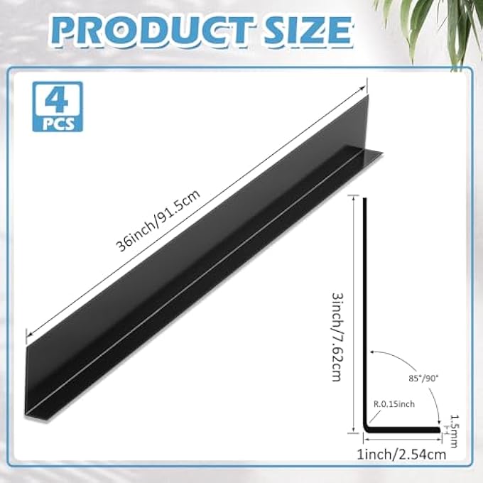 4 PACK ANGLE MOLDING 1'' X 3'' X 36'' LONG METAL CORNER MOLDING CORNER GUARD EDGE PROTECTOR WALL EDGE PROTECTOR MORE DURABLE SCRATCH RESISTANT CAN BE GLUED OR PUNCHED INSTALLED CUT TO FIT - Image 3