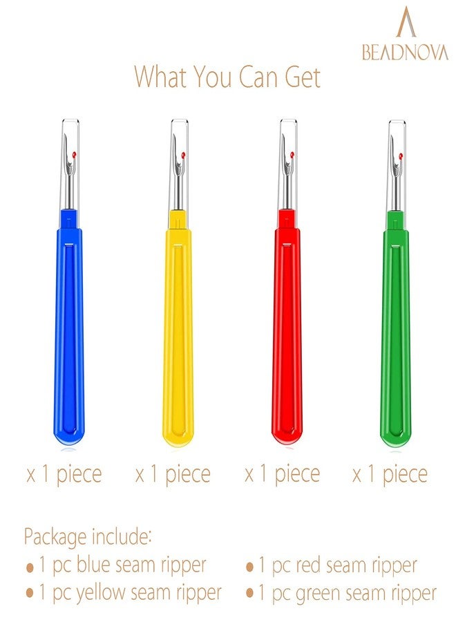 BEADNOVA Seam Ripper 4pcs Stitch Remover Big Stitch Ripper Thread Ripping Tool Tag Remover for Clothes Crafting Sewing (4 Colors) - Image 3