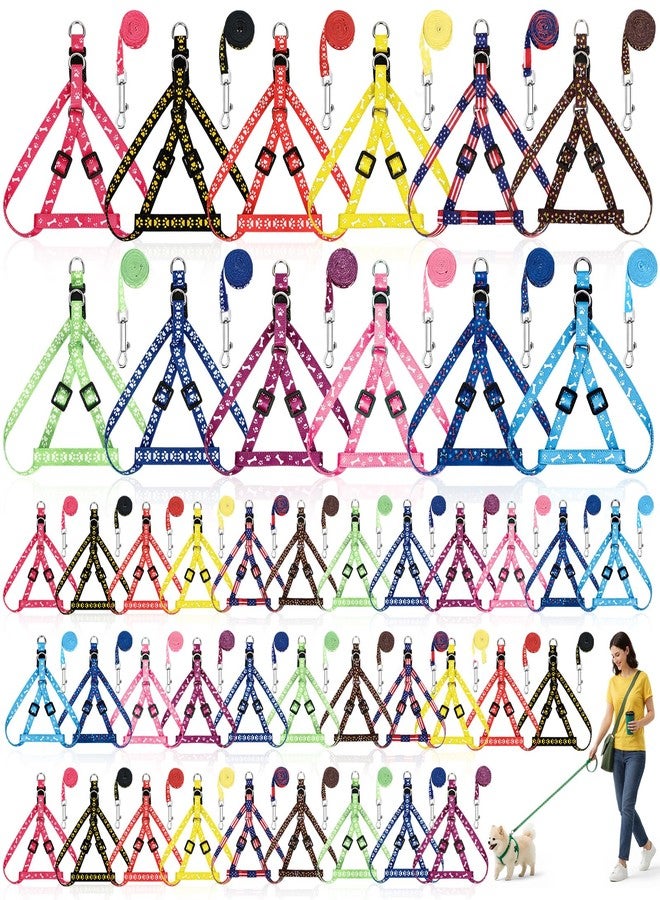 هسي مجموعة Hsei المكونة من 50 قطعة من حزام ومقود الجراء المصنوع من النايلون، بطول 4 أقدام، مقود تدريب قابل للتعديل مع خطاف دوار، حبل جرّ مزخرف للجراء، مناسب للكلاب الصغيرة والمتوسطة والقطط، للعب والتخييم والمشي، 12 لونًا متنوعًا - Image 1