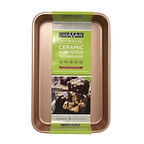 casaWare Toaster Oven Baking Pan 7 x 11inch Ceramic Coated NonStick Rose Gold Granite