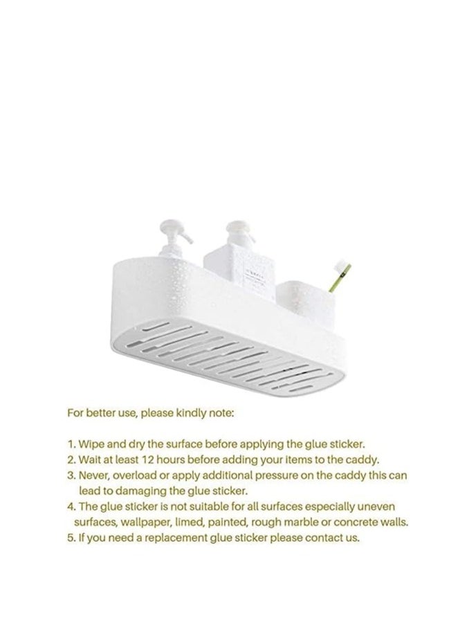 Generic - Adhesive Shower Caddy, Wall Mounted Bathroom Shelf Organizer Storage Rack, No Drilling Shower Shelf Bath Essentials Shampoo Holder, Shower Caddy for Shower Room, Bathroom, Kitchen, White - Image 1