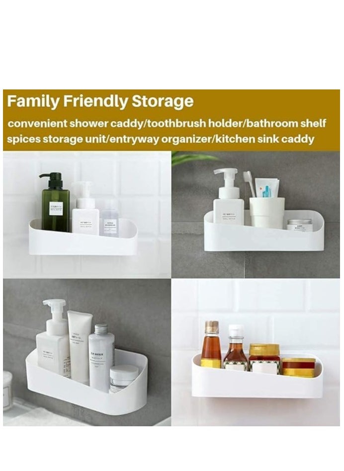 Generic - Adhesive Shower Caddy, Wall Mounted Bathroom Shelf Organizer Storage Rack, No Drilling Shower Shelf Bath Essentials Shampoo Holder, Shower Caddy for Shower Room, Bathroom, Kitchen, White - Image 1