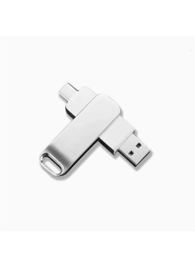 64 جيجا بايت واجهة مزدوجة USB فلاش محرك أقراص USB 2.0 إبهام محرك أقراص تخزين قابل للطي عصا الذاكرة تصميم دوار - فضي - Image 2