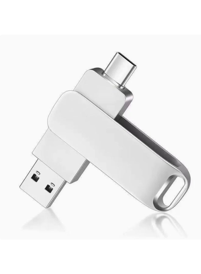 64GB Dual Interface USB Flash Drive USB 2.0 Thumb Drive Folding Storage Memory Stick Rotating Design - Silver - Image 1
