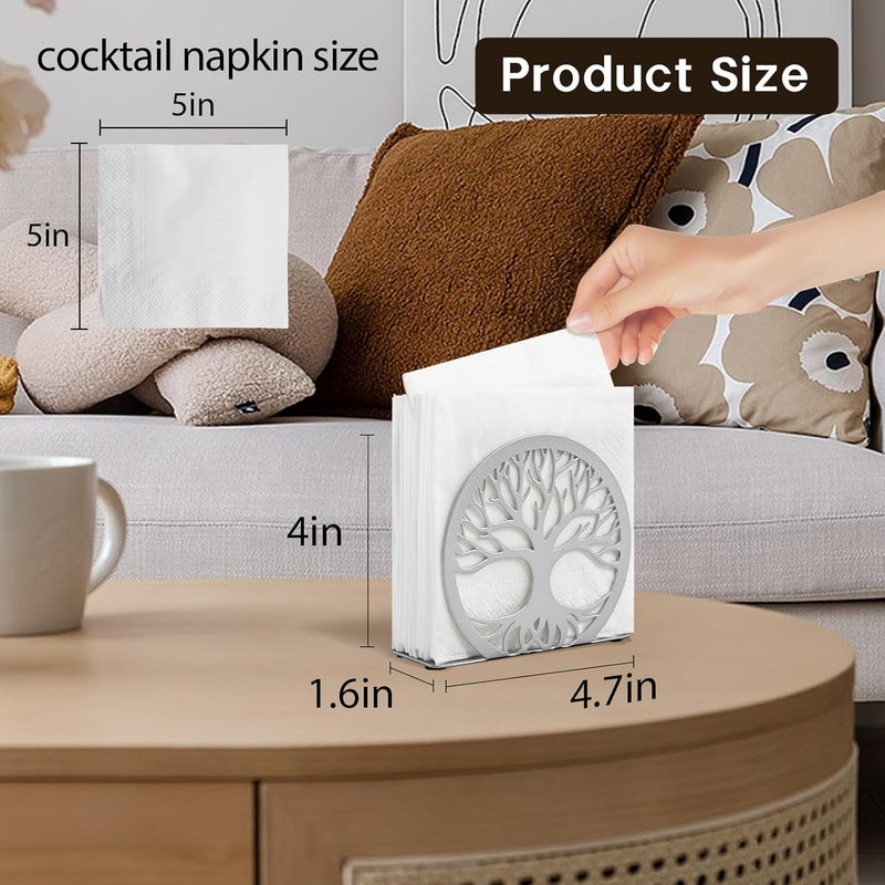 MSJGA Silver Napkin Holder for Table – Sleek Standing Napkin Dispenser for Kitchen, Dining Room, or Coffee Shop | Perfect for 5-inch Cocktail Napkins, Farmhouse & Outdoor Spaces (4.7"x 1.6"x 4") - Image 3