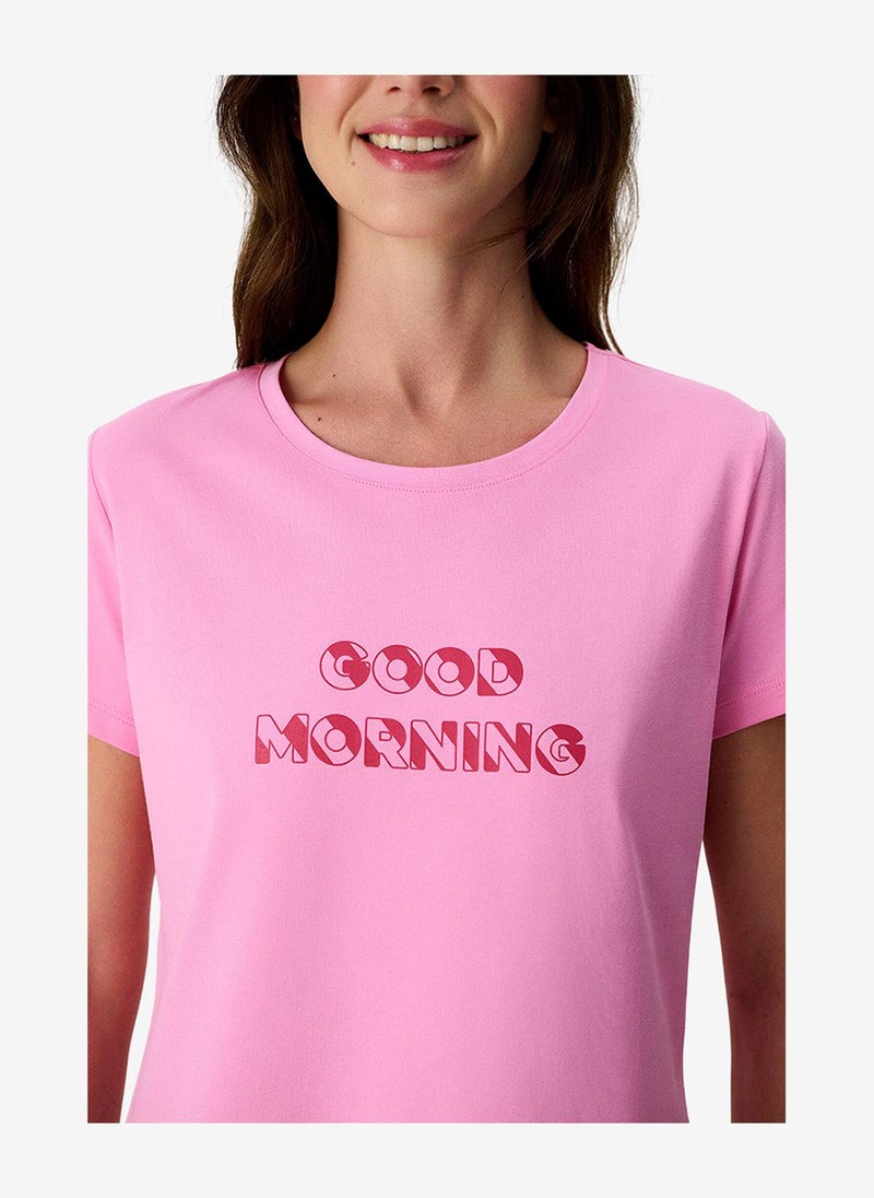 Penti Women Morning Short Sleeve Capri Pink Pyjama Set - Image 3