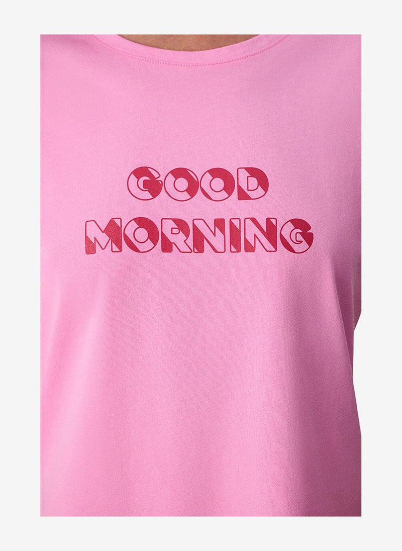 Penti Women Morning Short Sleeve Capri Pink Pyjama Set - Image 4