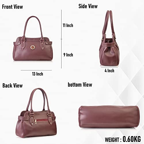 Fostelo Women's Teena Satchel Tote Handbag for Women | Ladies Purse | Stylish Shoulder Bag | Gift For Women | Maroon - Image 3