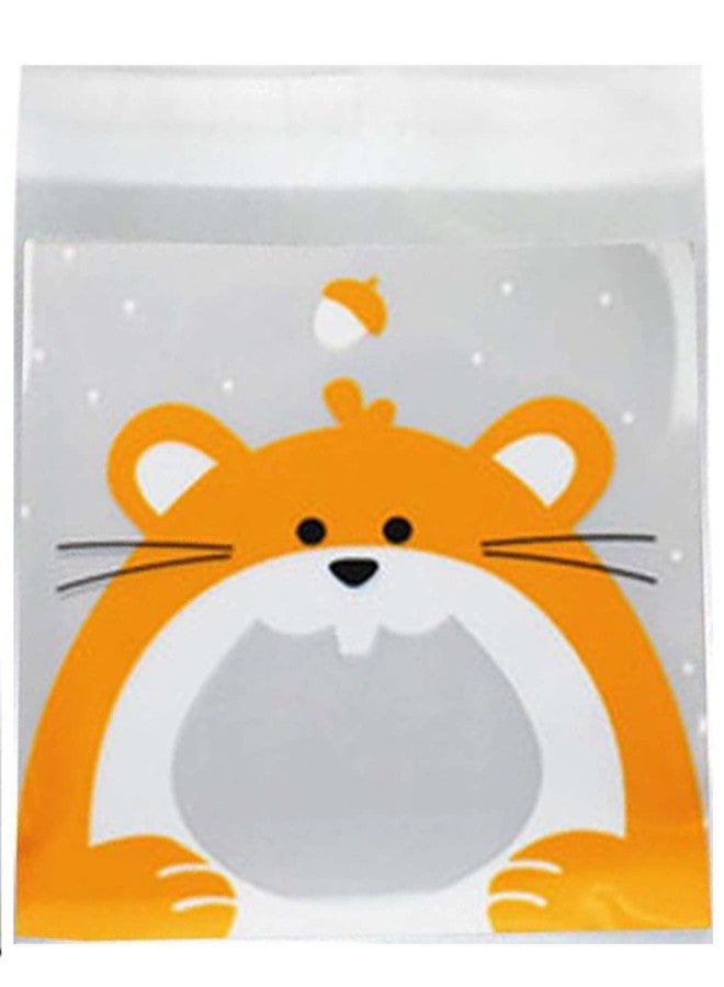 Pindia 100Pcs Mini Cute Cartoon Animal Pattern Candy Biscuits Cookies Packaging Bags, Self-Adhesive Plastic Bag for Bakery Home Party - Image 1