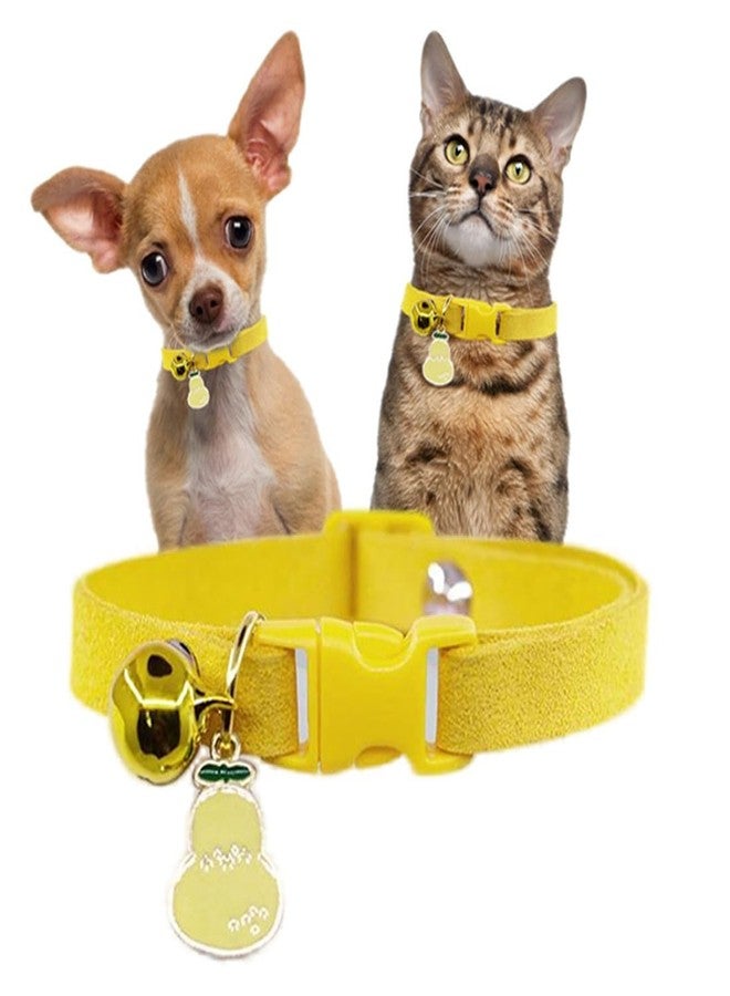 cyhaen Yellow Cat Collar with Bell, Pretty Soft Kitten Collor Male Puppy Collars with Bells for XXS XS Tiny Pet Male Littel Dogs Animal, XSmall - Image 1