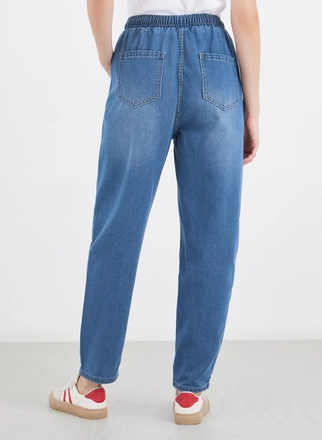 Styli Styli Barrel Fit Ankle Length Washed Jeans
