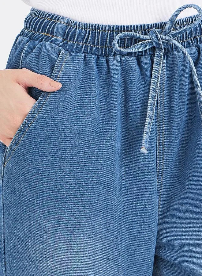 Styli Styli Barrel Fit Ankle Length Washed Jeans
