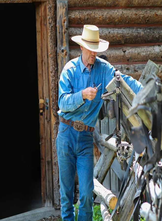 BISON DENIM Men's Western Cowboy Belt with Big Printed Engraved Buckle Strap Adjustable - Image 3