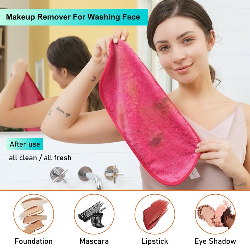 PleasingCare Makeup Remover Cloth Cleansing Towel - Chemical Free - Move Makeup Instantly with Just Water (3 Rosy) - Image 2