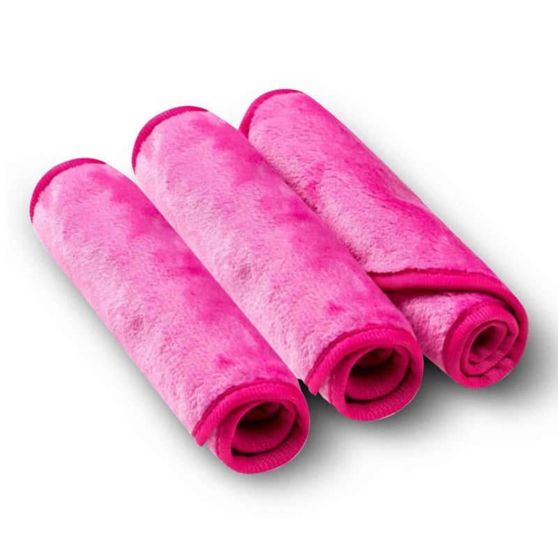 PleasingCare Makeup Remover Cloth Cleansing Towel - Chemical Free - Move Makeup Instantly with Just Water (3 Rosy) - Image 1